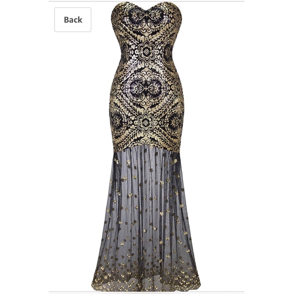 Black and Gold Gatsby Prom Dress